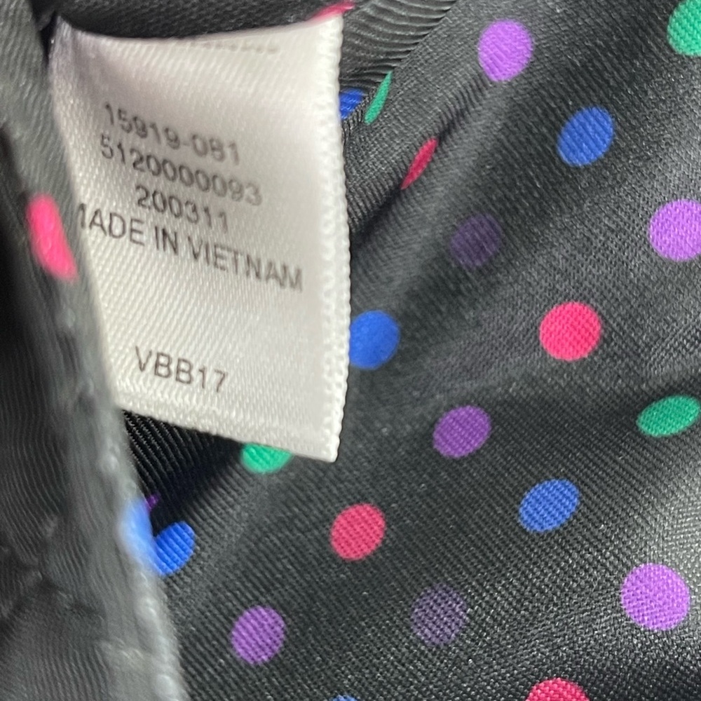 Vera Bradley Quilted Black Crossbody Bag with Polka Dot Interior - Picture 8 of 12